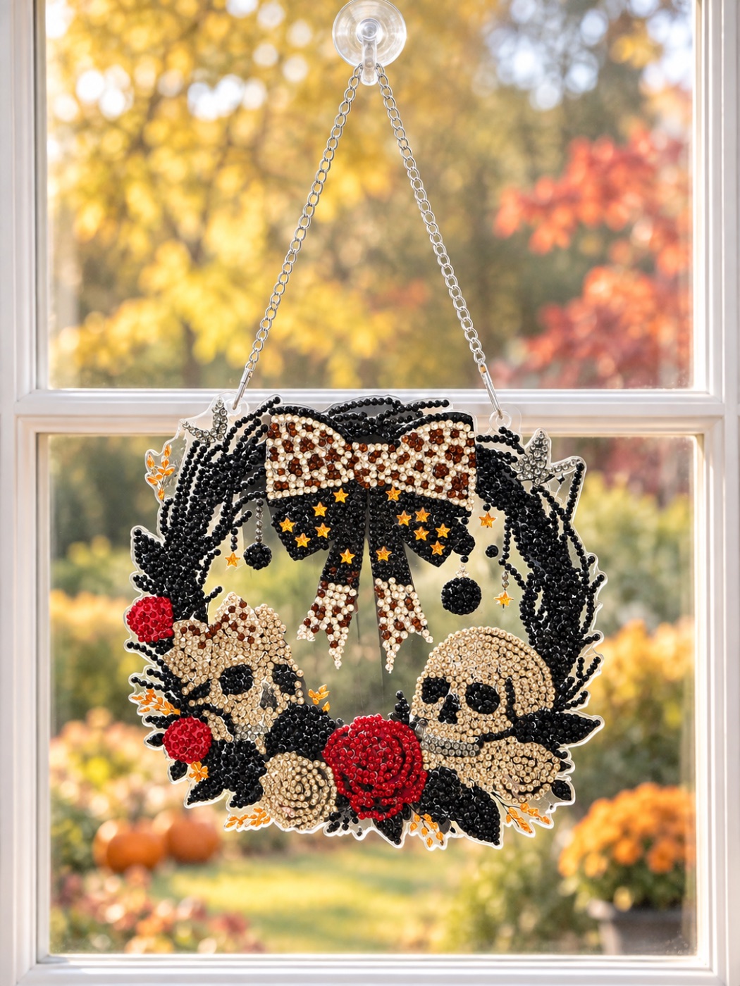Skulls, Bows & RosesDiamond ArtSuncatcher