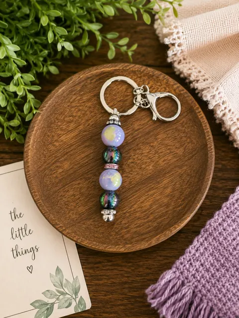 Lavender Nights Beaded Keychain