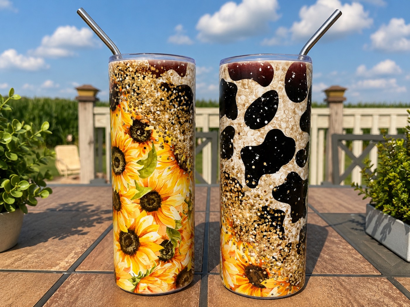 Sunflower & Cow Print  Tumbler