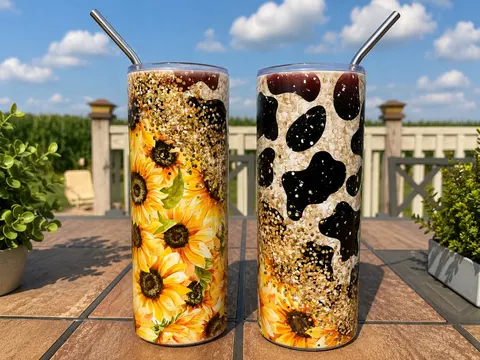 Sunflower & Cow Print  Tumbler