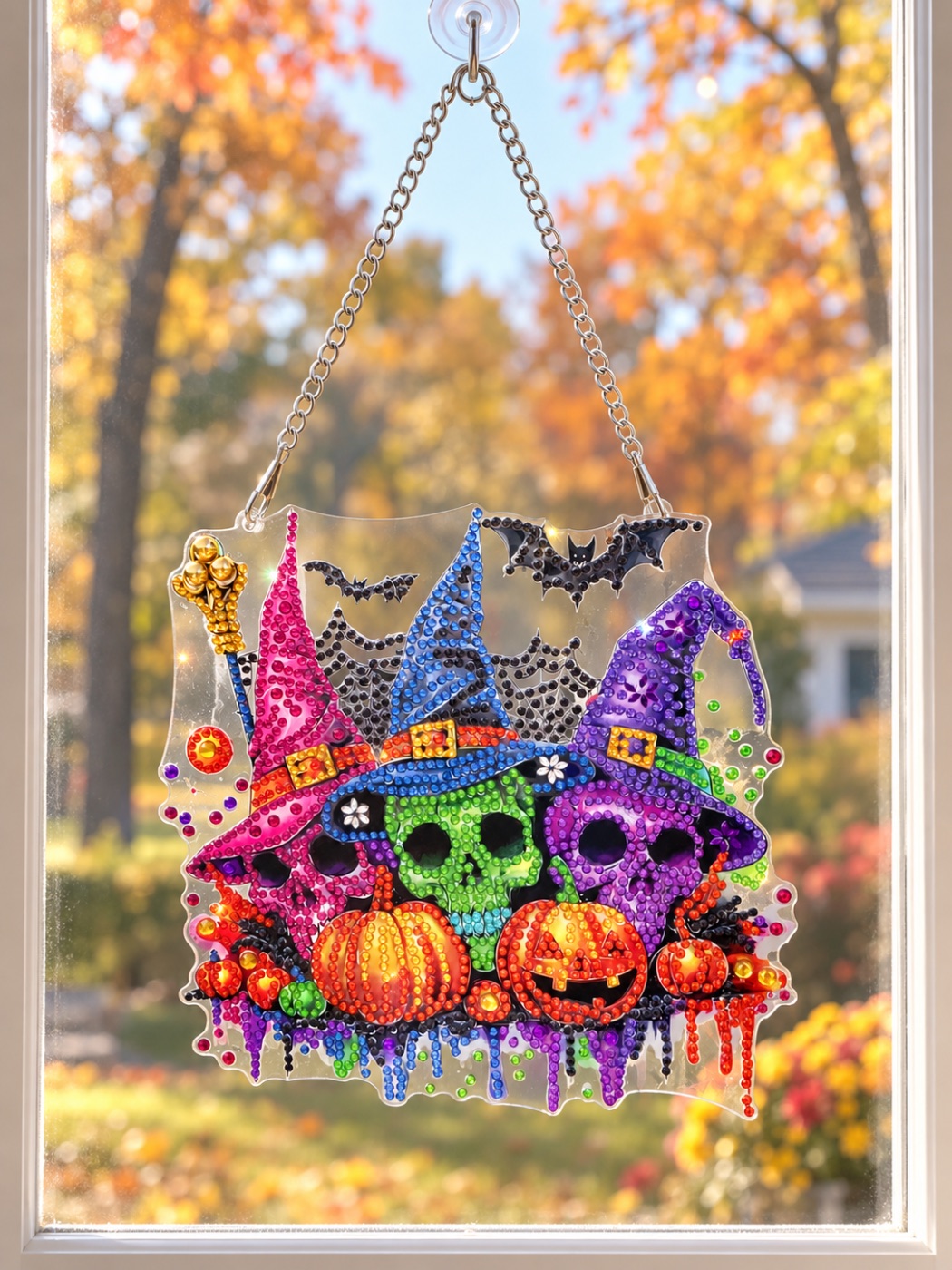 Triple Skull Hanging Halloween Suncatcher