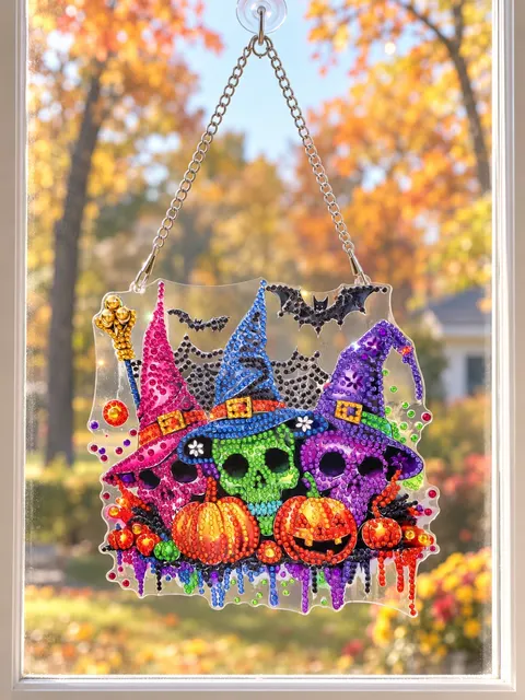Triple Skull Hanging Halloween Suncatcher