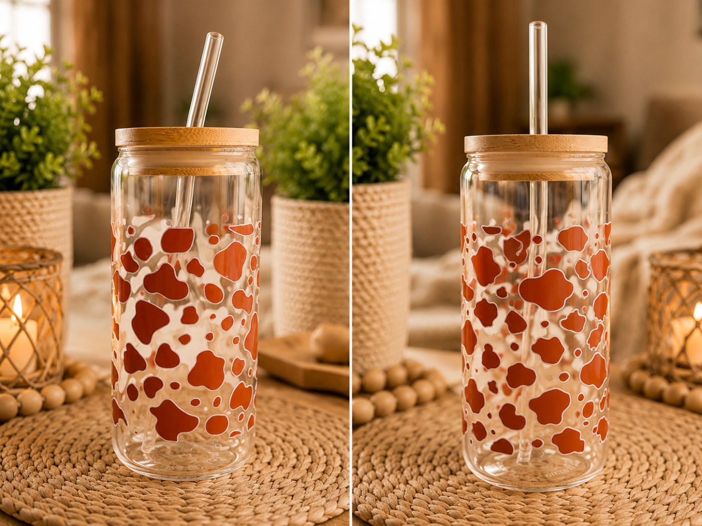 Cow Print Glass Tumbler