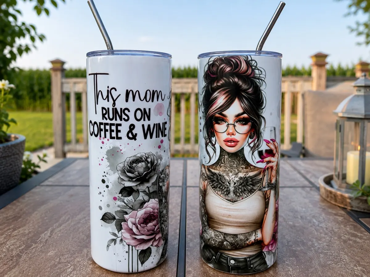 This Mom Runs on Coffee & Wine Tumbler
