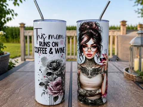 This Mom Runs on Coffee & Wine Tumbler