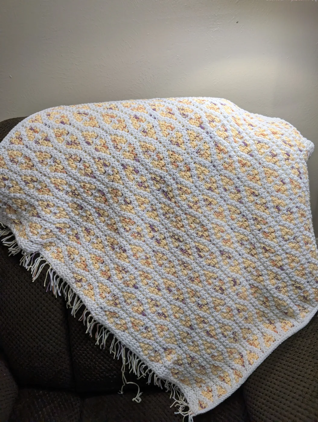 Mosaic fringed baby blanket