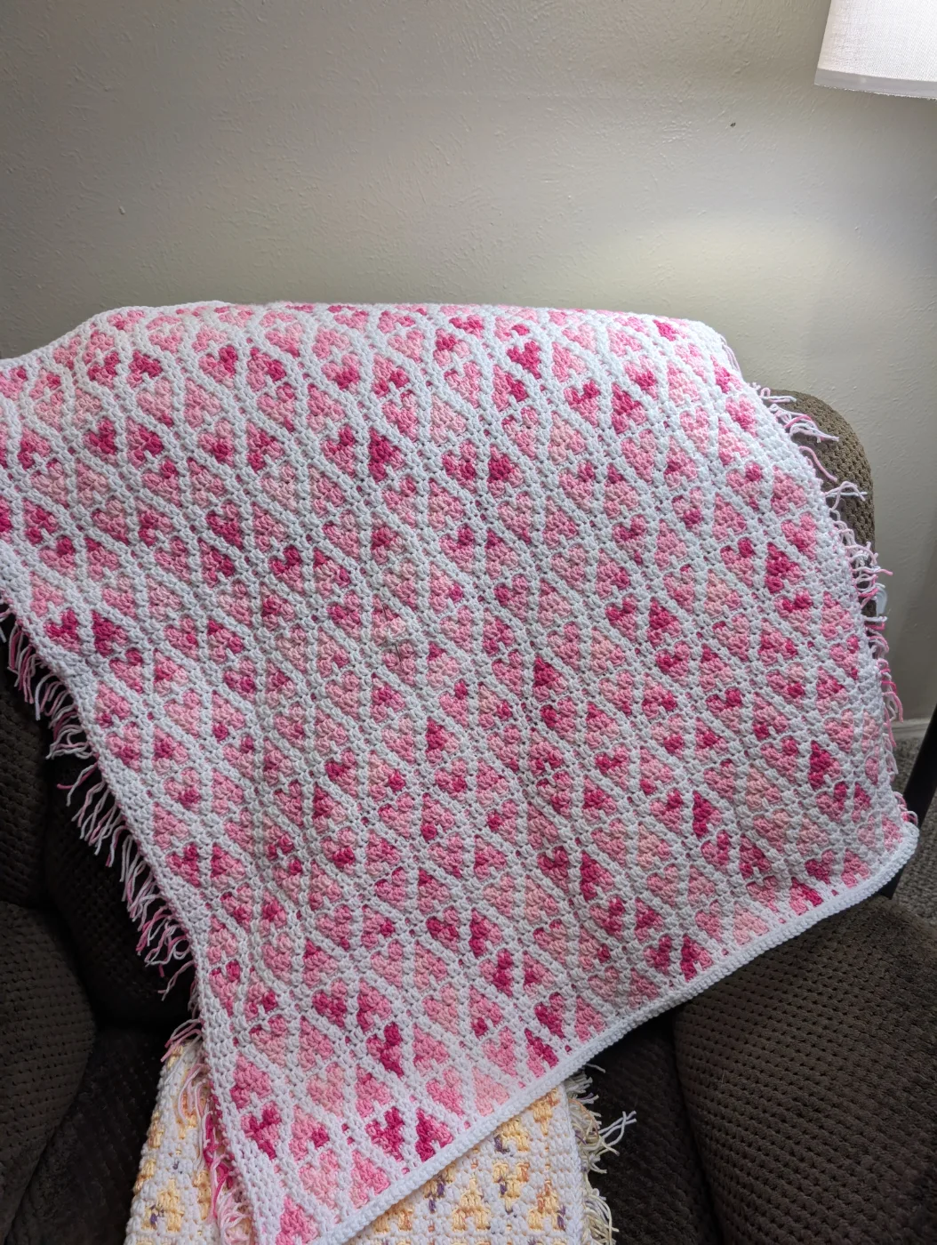 Mosaic fringed baby blanket
