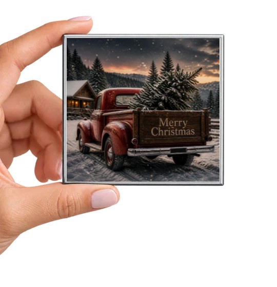 Merry Christmas Red Truck Magnet