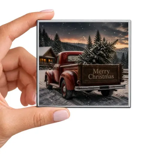 Merry Christmas Red Truck Magnet