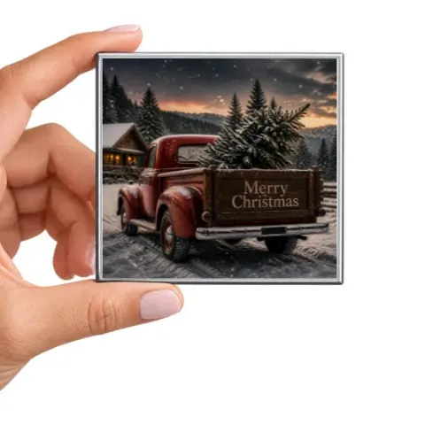 Merry Christmas Red Truck Magnet