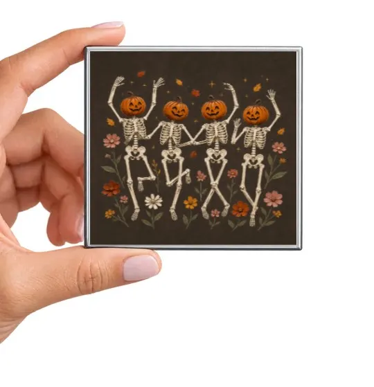 Dancing Pumpkin Skeletons Magnet