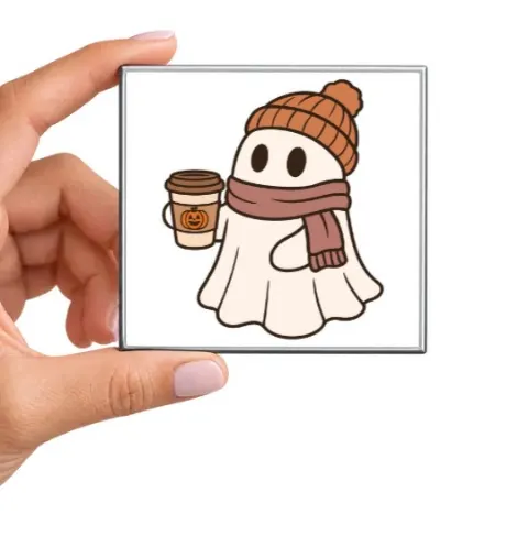 Cozy Ghost With Coffee Magnet