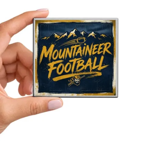 Mountaineer Football Brush Script Magnet