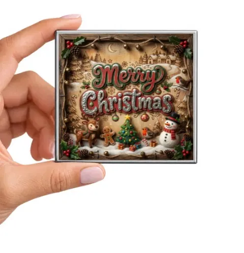Merry Christmas Woodland Village Magnet
