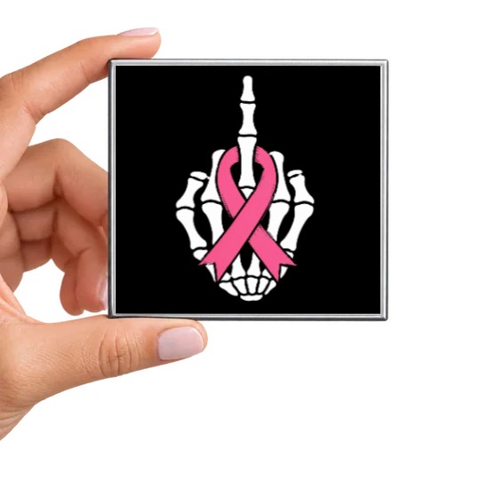 Pink Ribbon Skeleton Hand Magnet