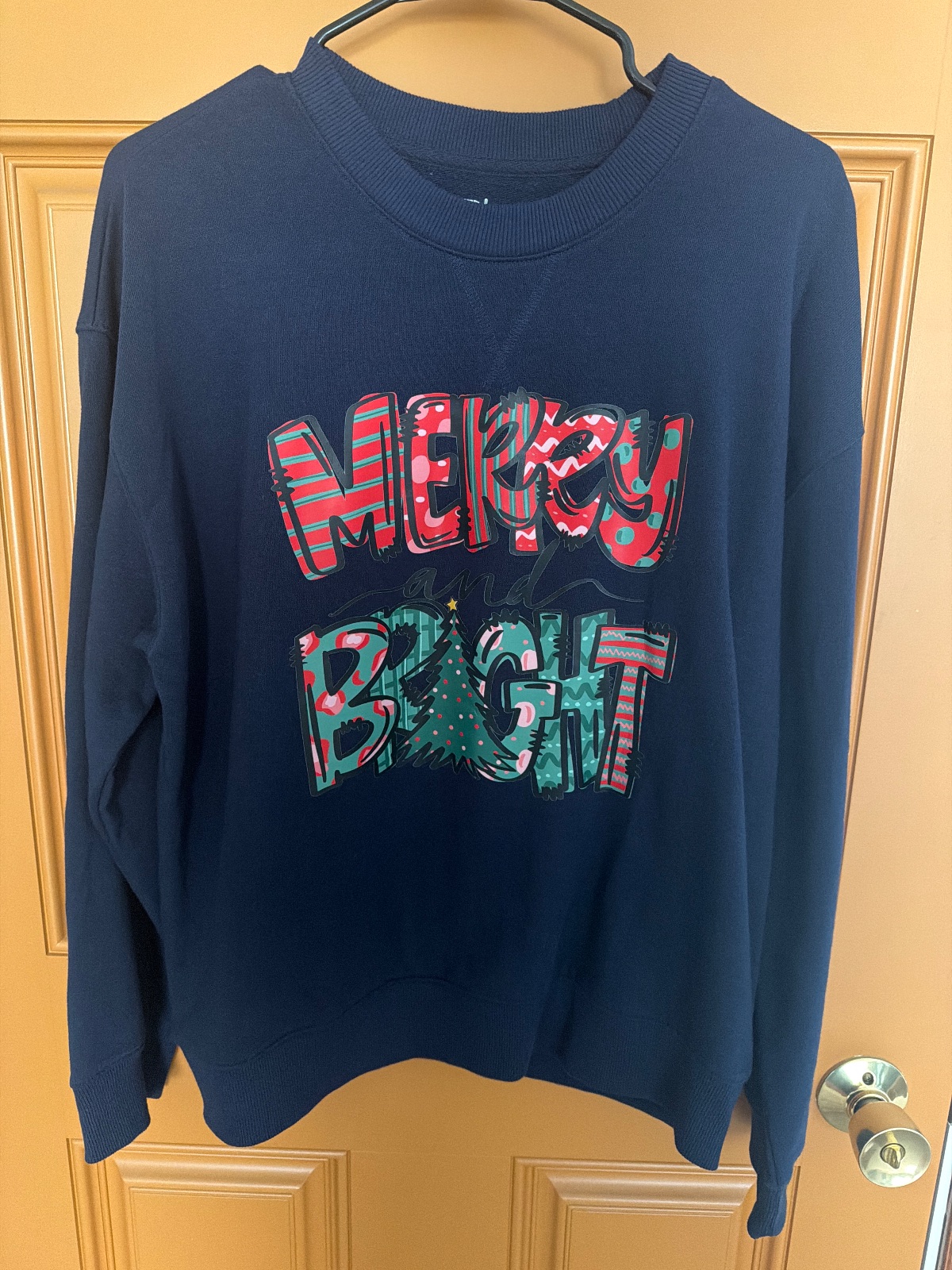 Large navy blue long sleeve sweatshirt