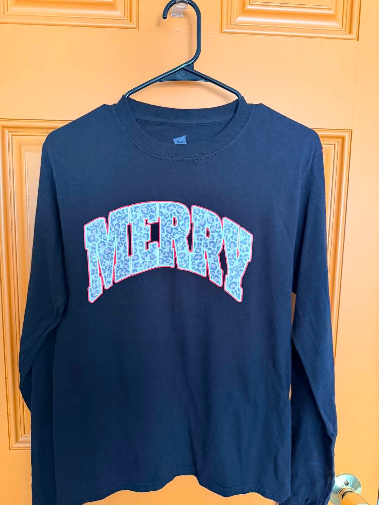 Merry Leopard Varsity Long Sleeve Tee