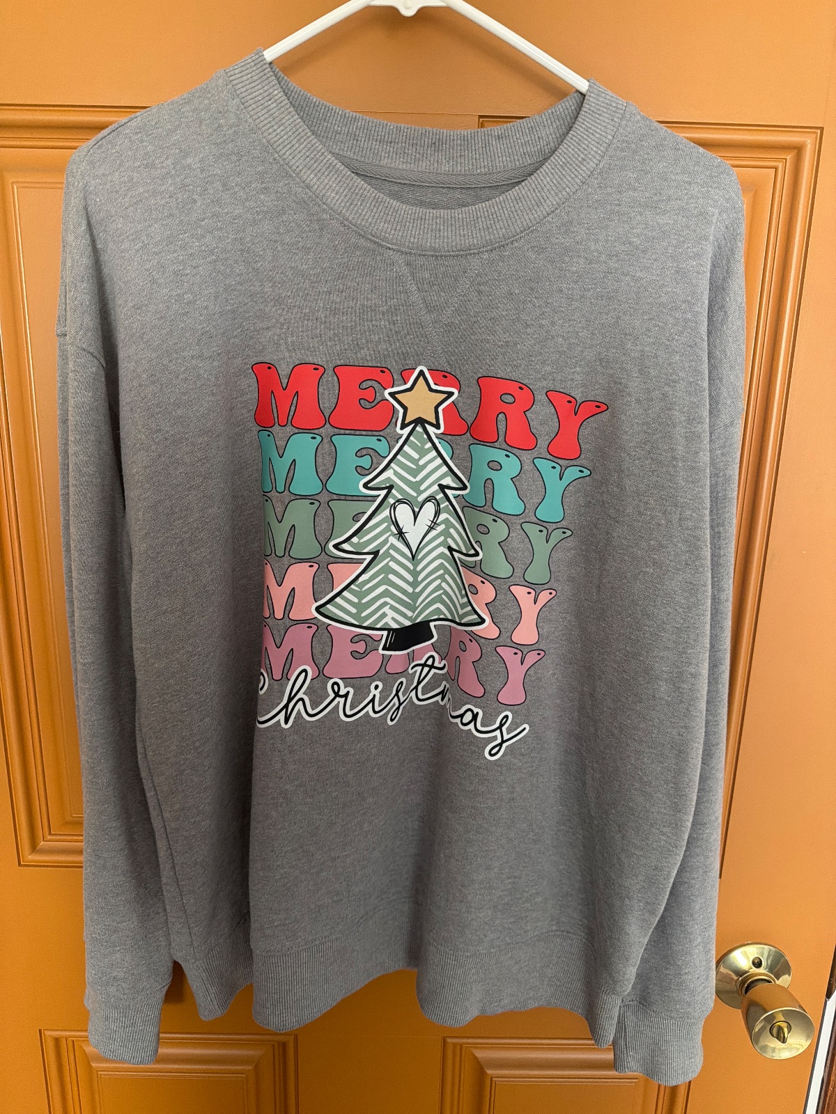 Large gray, long sleeve sweatshirt
