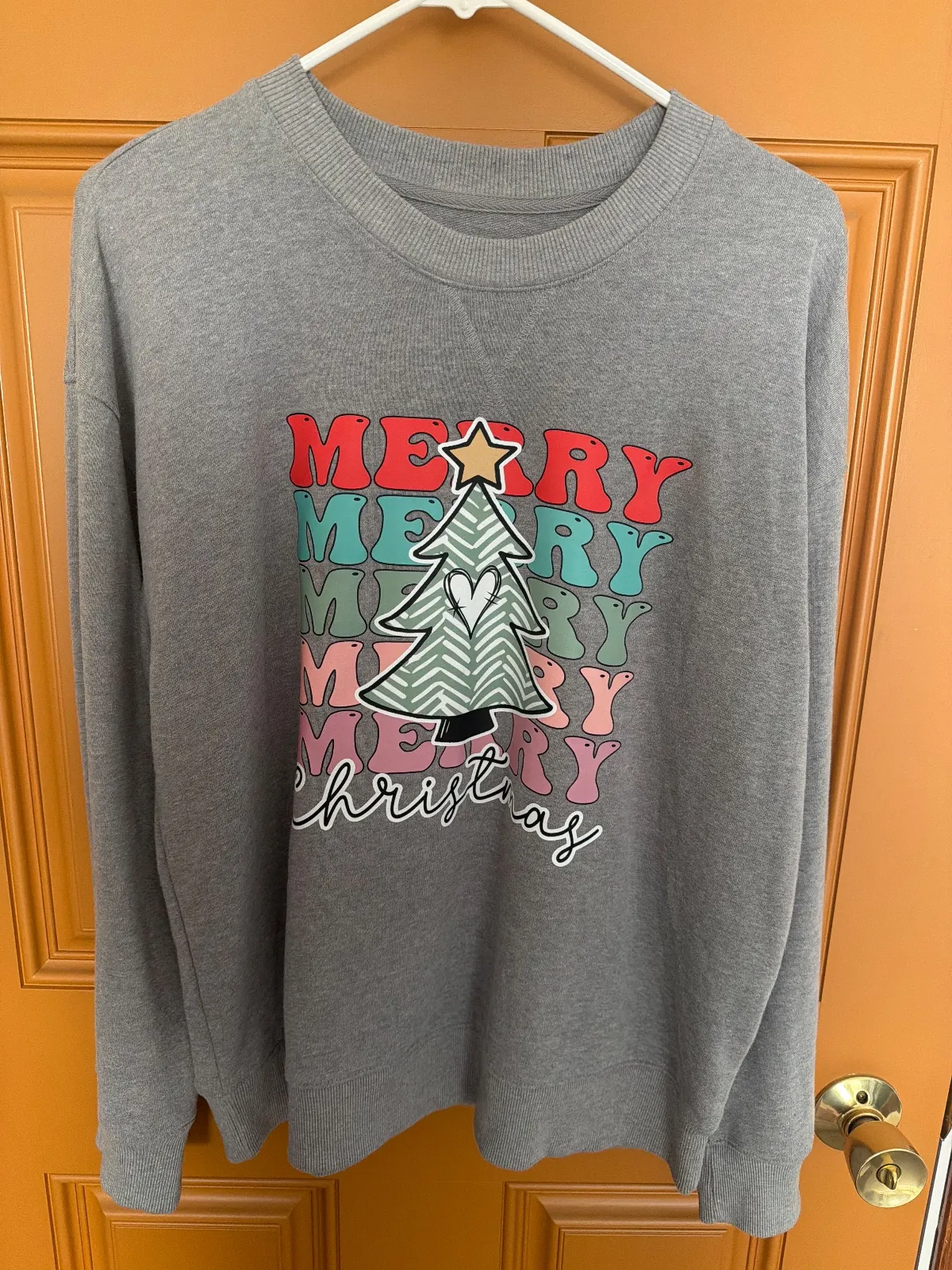 Large gray, long sleeve sweatshirt