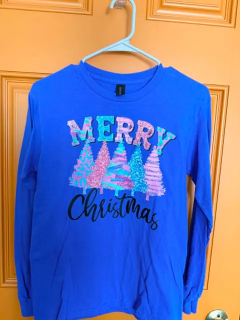 Merry Christmas Pastel Trees Long Sleeve Tee
