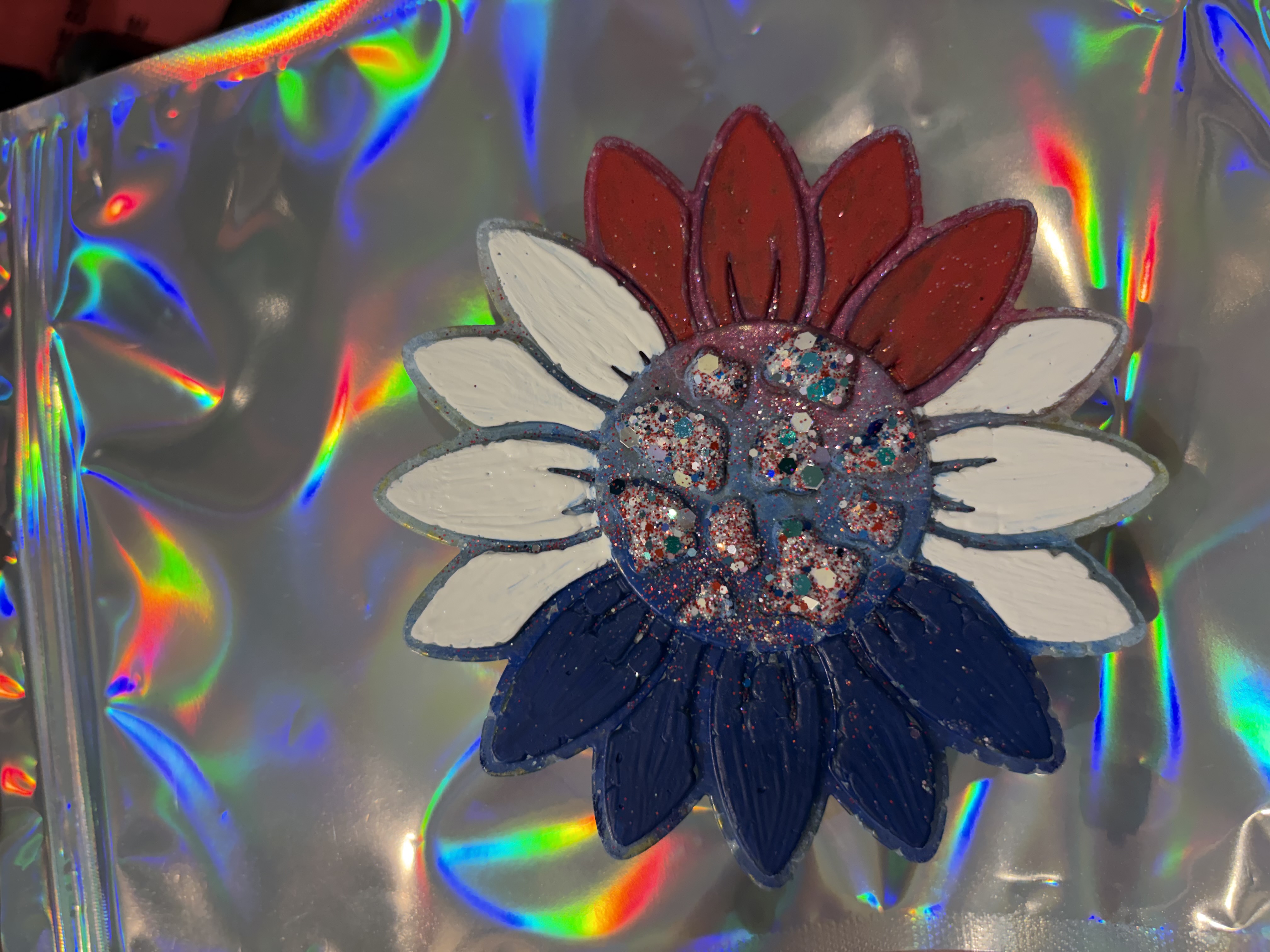 Red White and Blue sunflower freshie