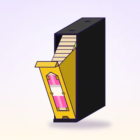 Tilt Dispenser tilted open with a loaded tea packet in the front window