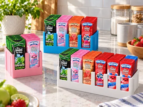 Top-Grab Bin holding loaded tea packets