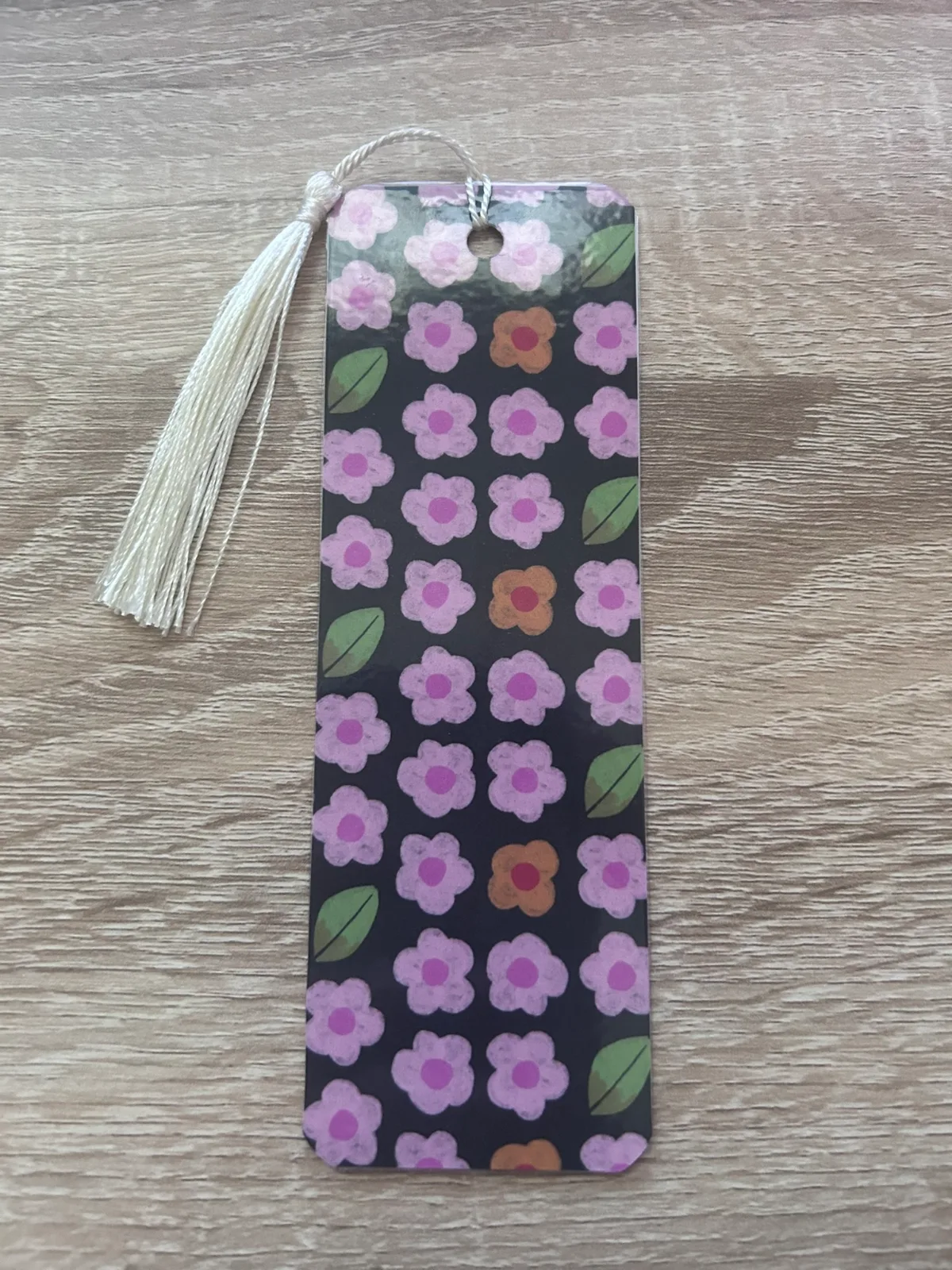 Pink Flower Fall Bookmark with tassel