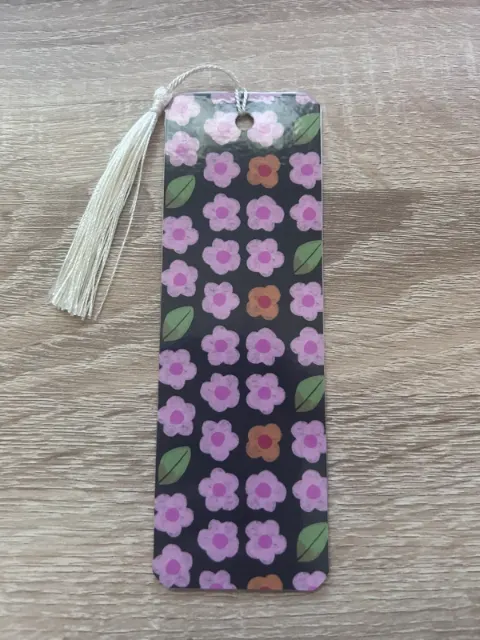 Pink Flower Fall Bookmark with tassel
