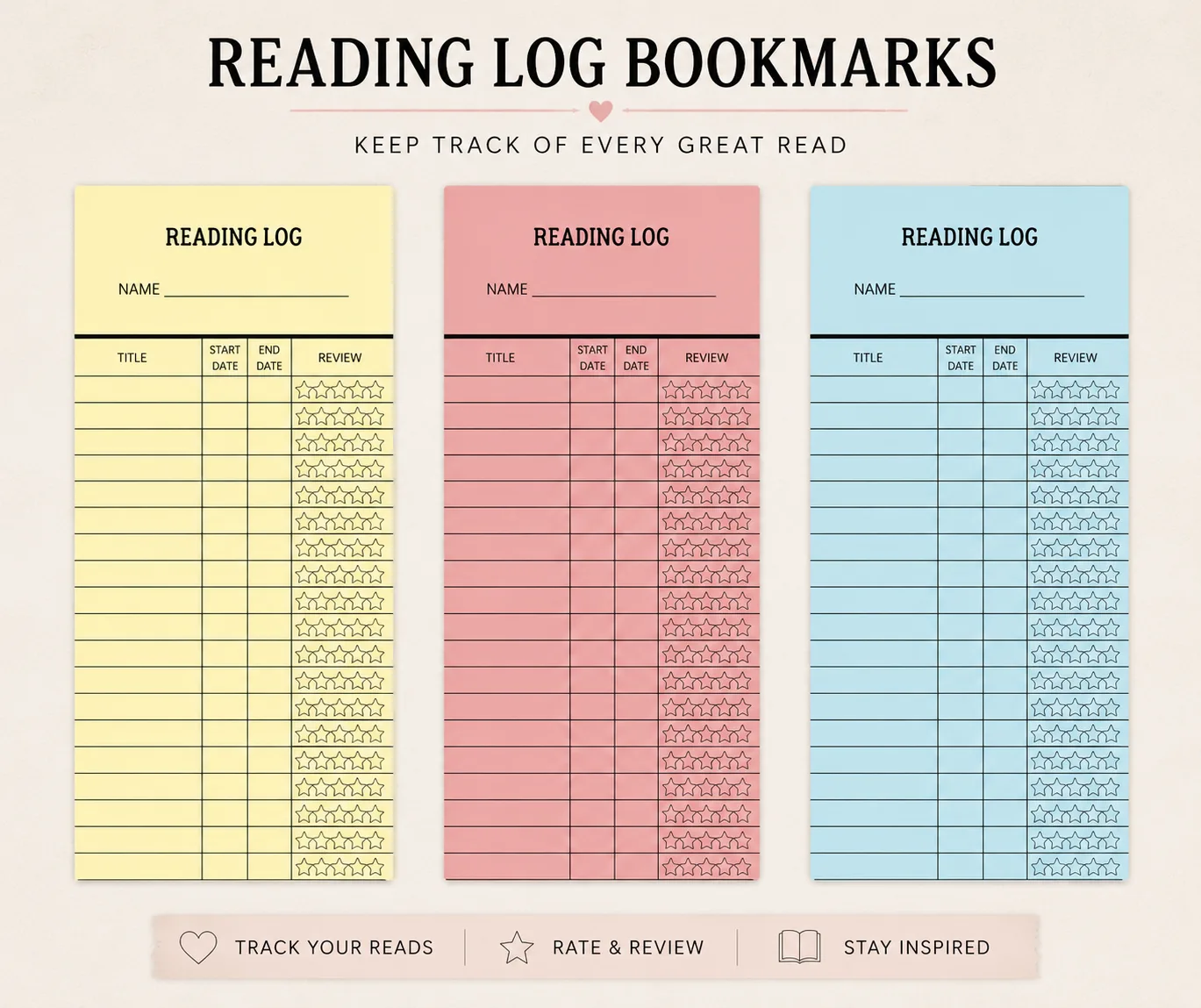 Reading Log Bookmark