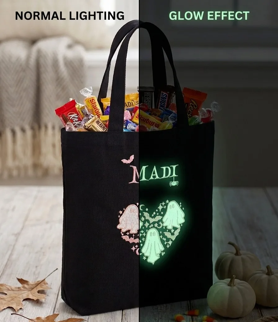 Embroidered Trick or Treat bags **Glow in The dark!