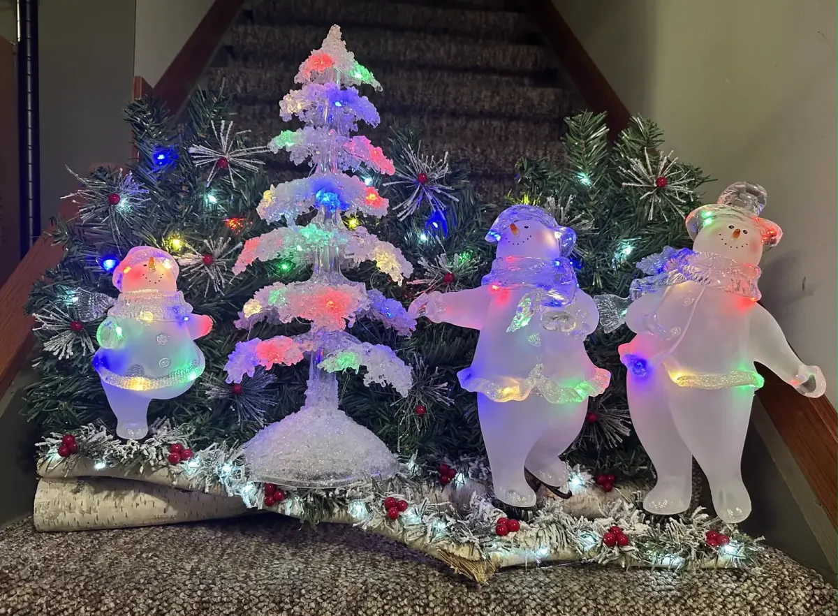 Skating Snowmen Birch Display
