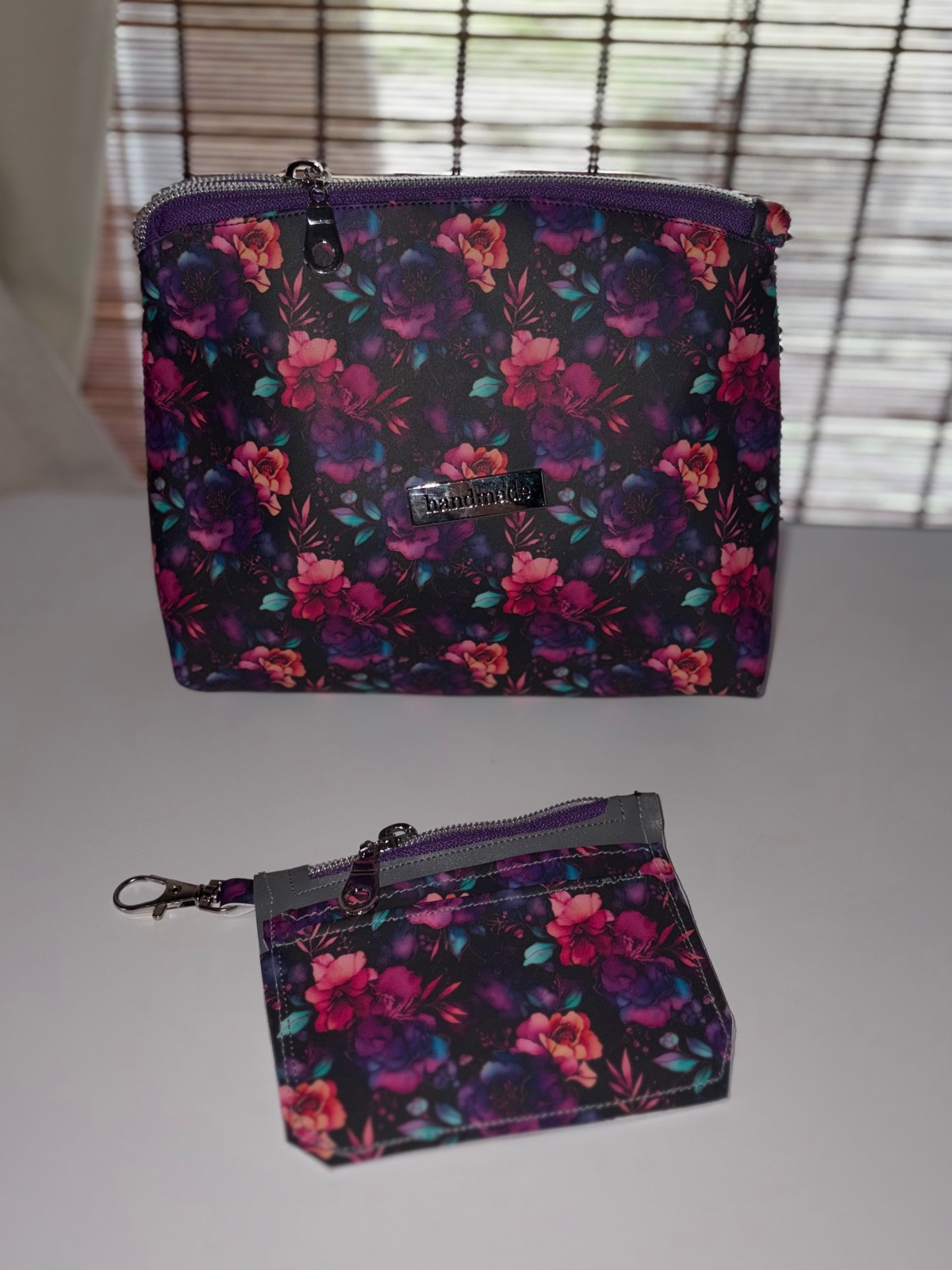 Purple Watercolor Floral Zipper Pouch