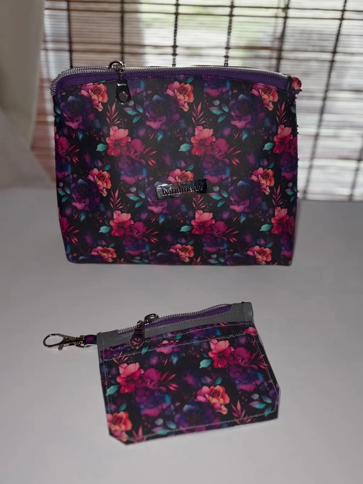 Purple Watercolor Floral Zipper Pouch