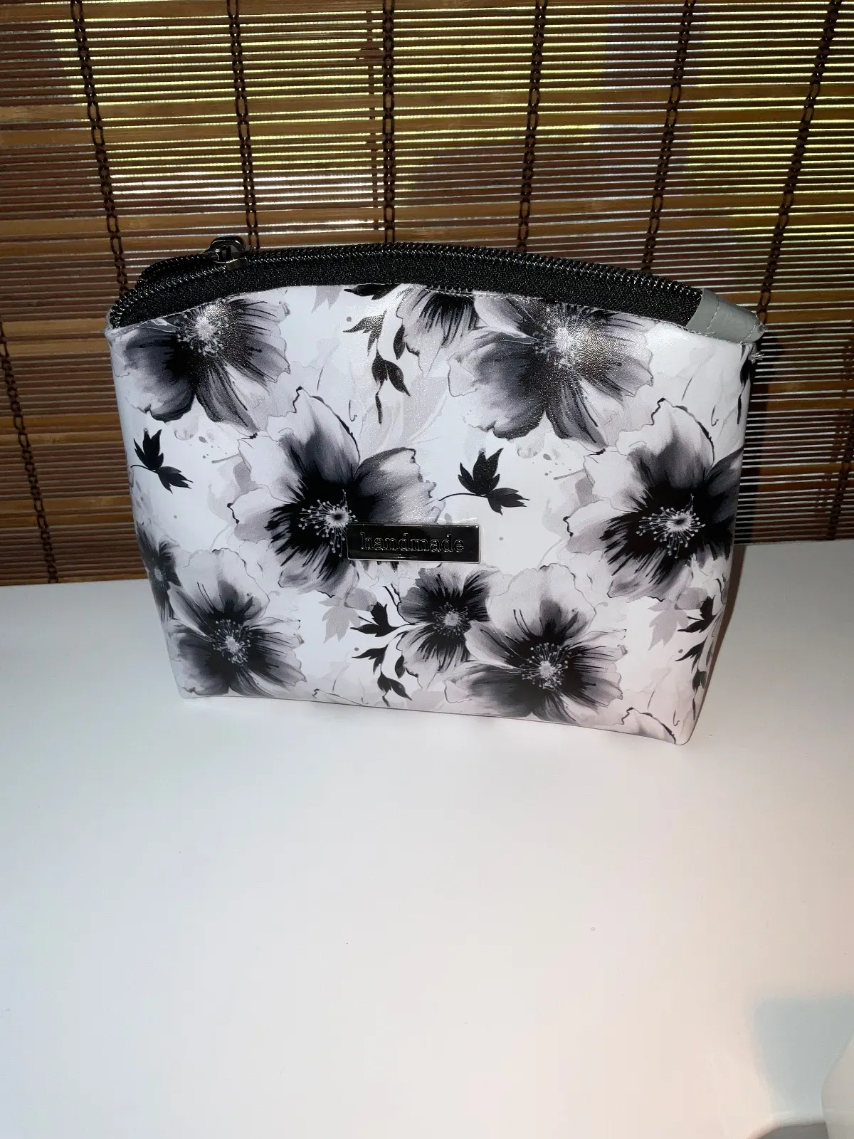 Black & White Floral Zipper Pouch