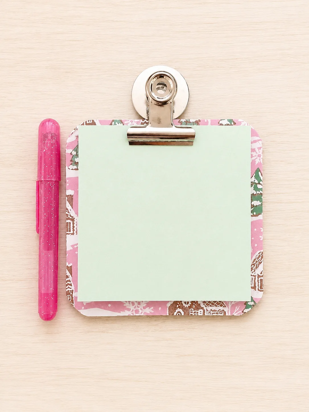 Gingerbread Village Magnetic Sticky Note Clipboard