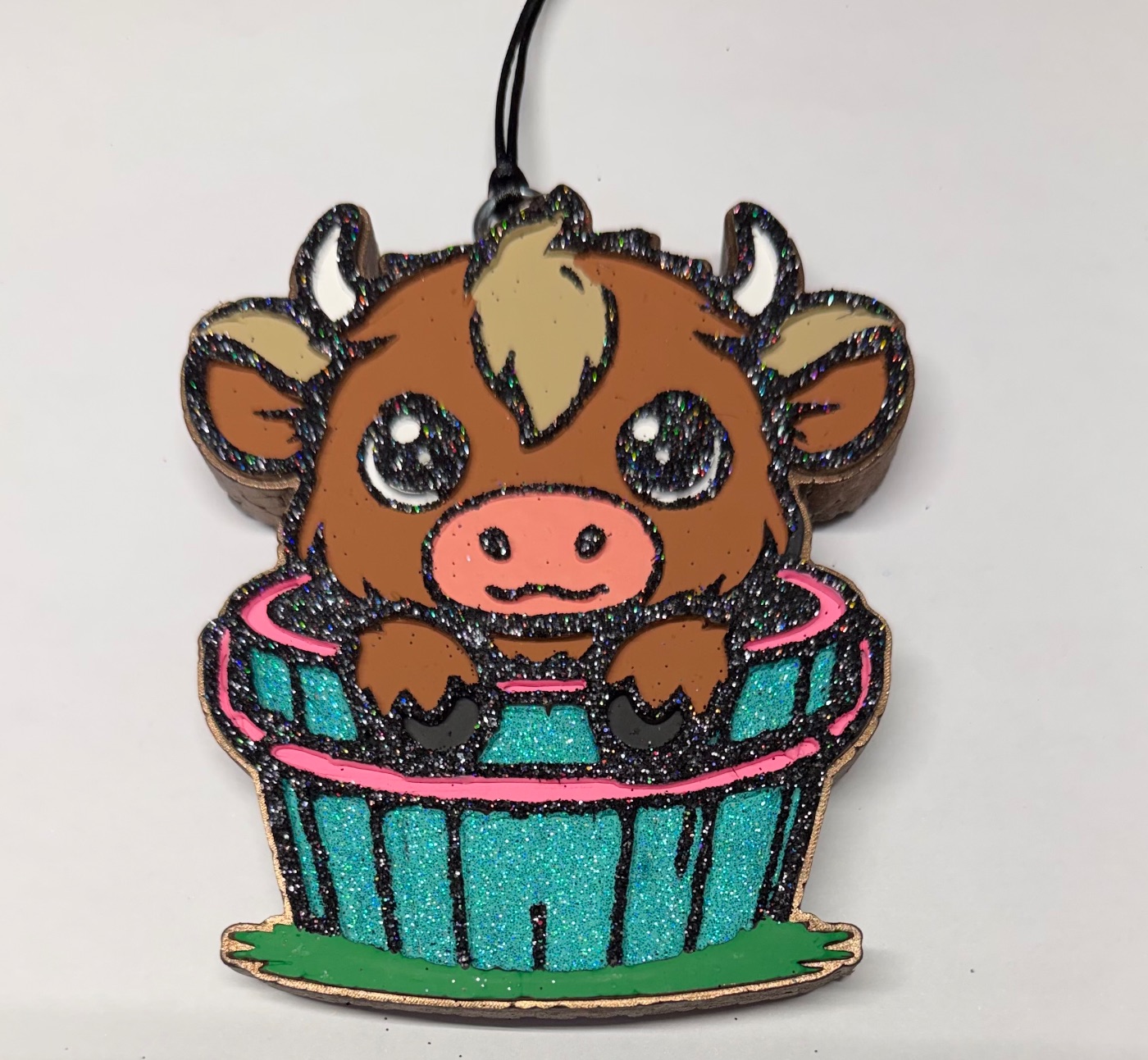 Cow in bucket car freshie