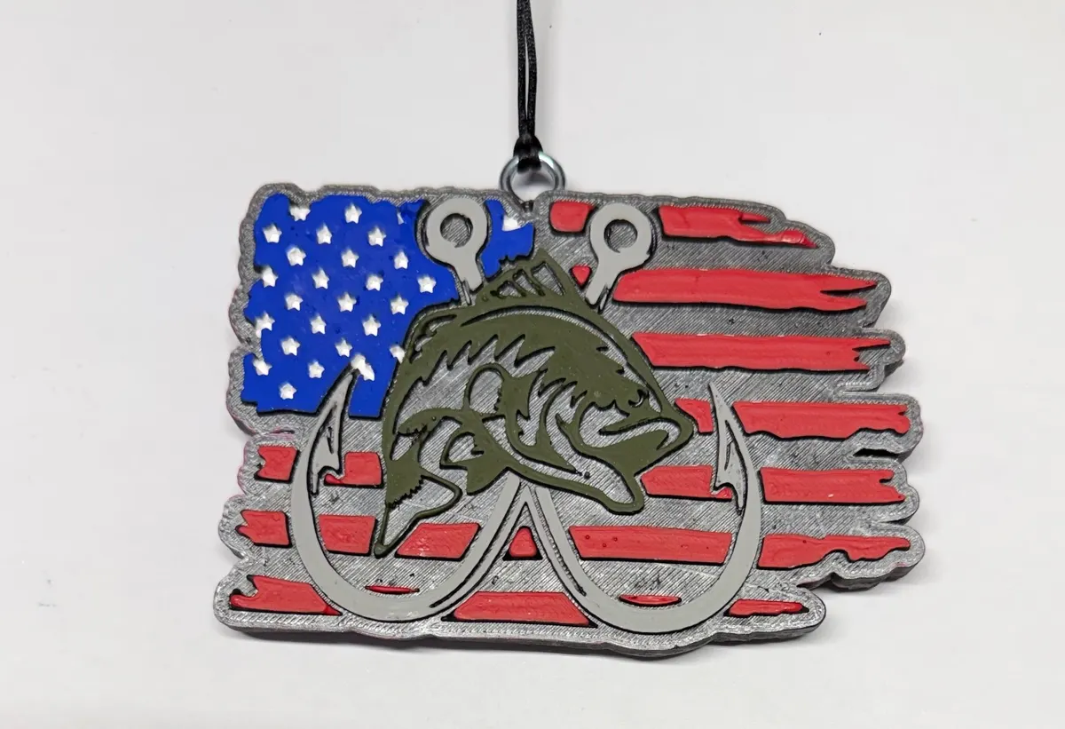 Flag with fish car freshie