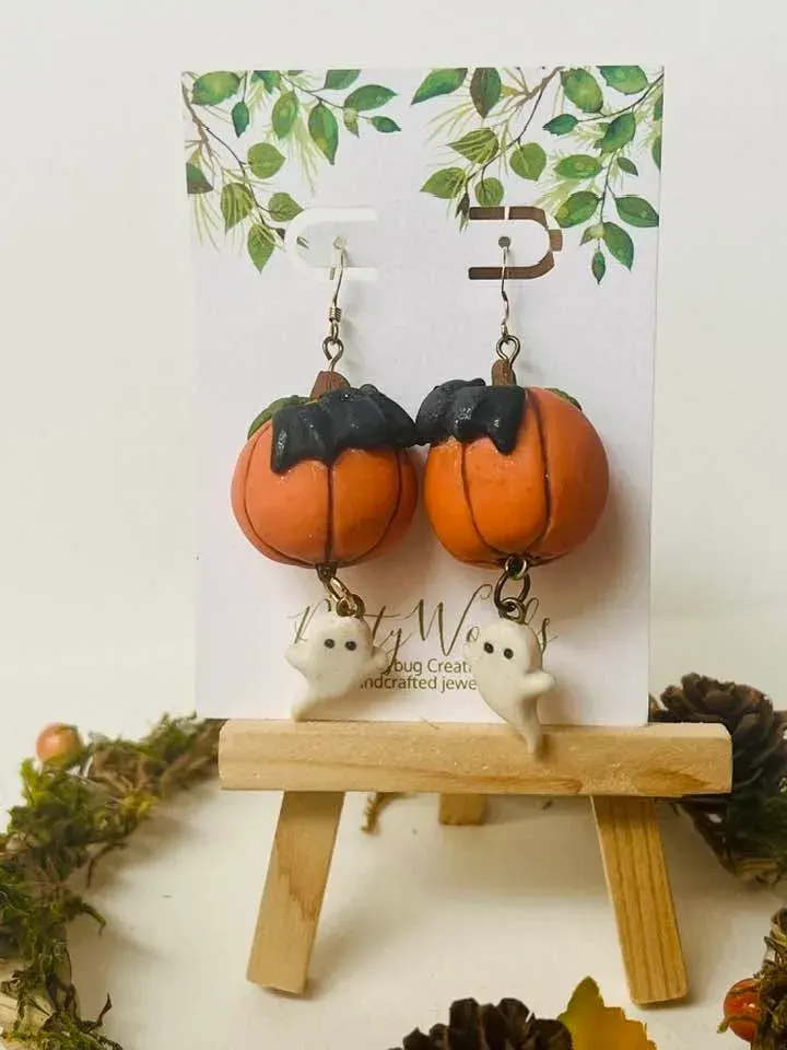 Fall Trio - Pumpkin, Bat and Ghost Earrings