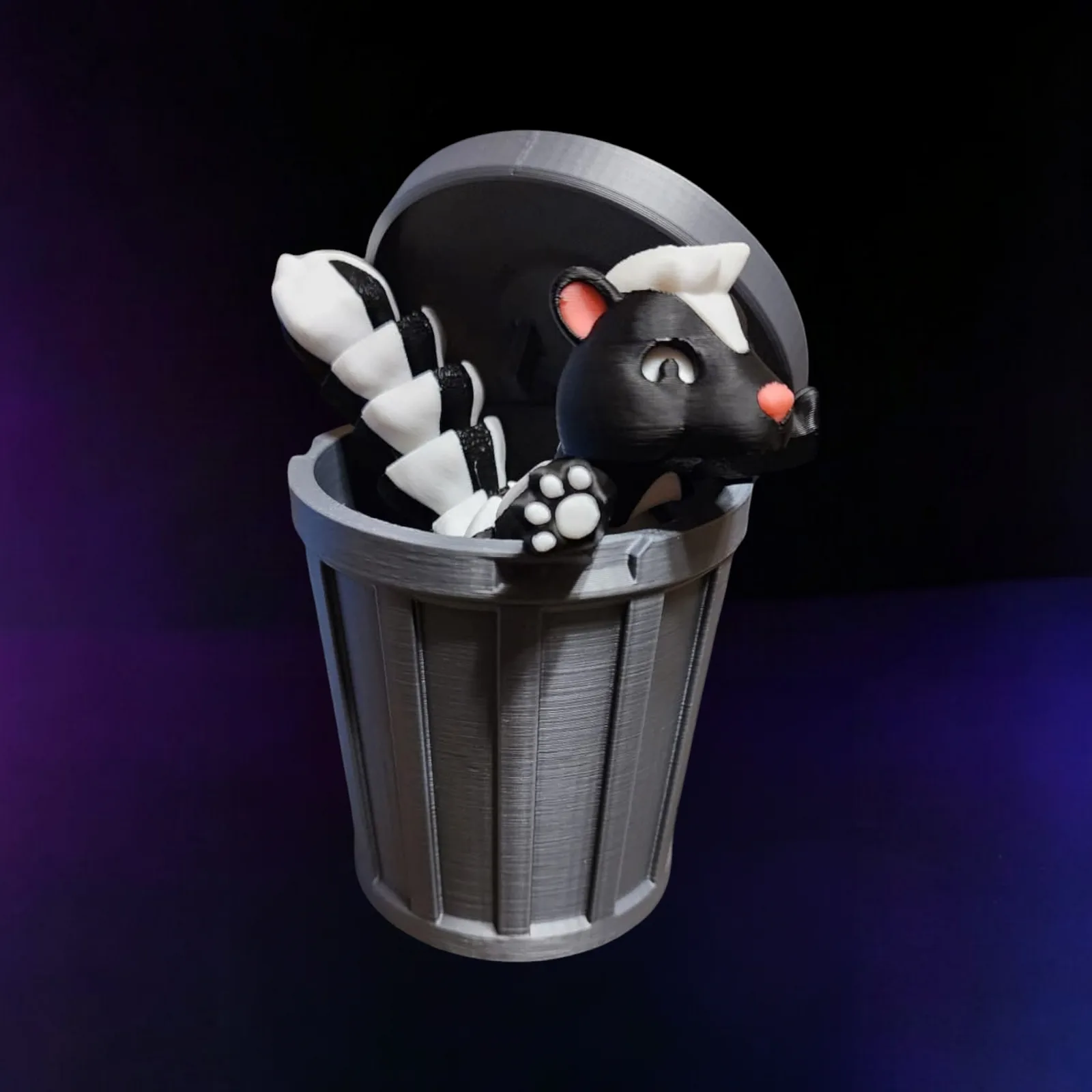 Skunk With Trashcan