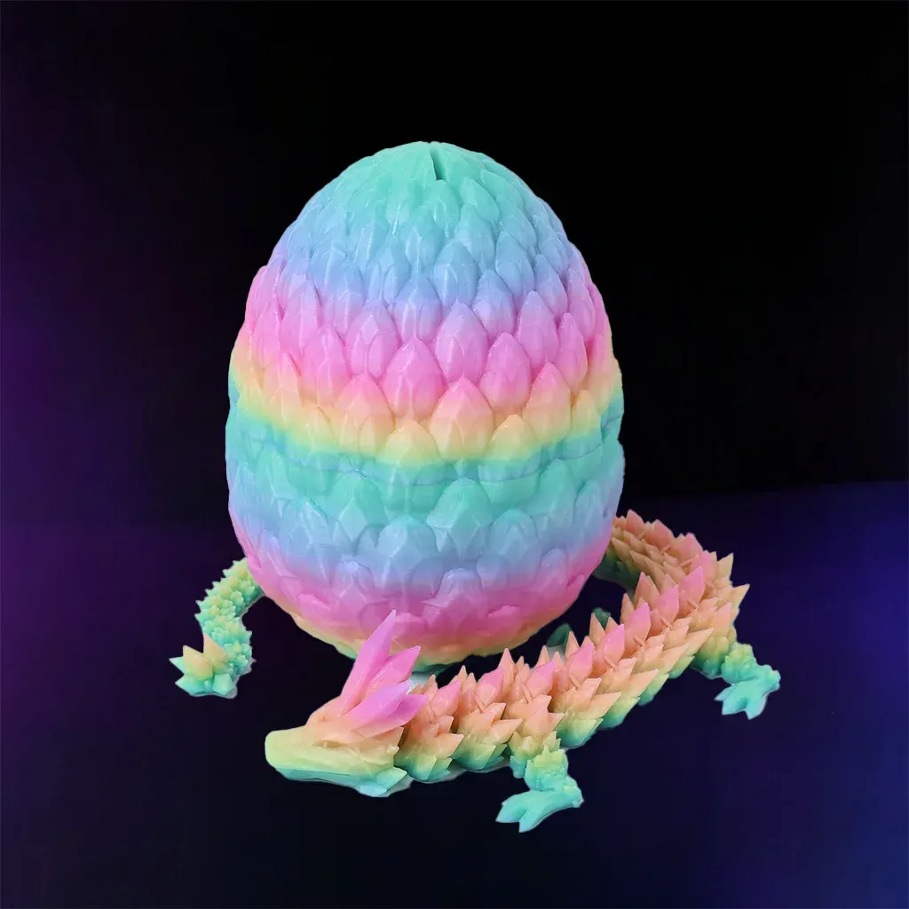 Rainbow Glow Crystal Dragon With Egg