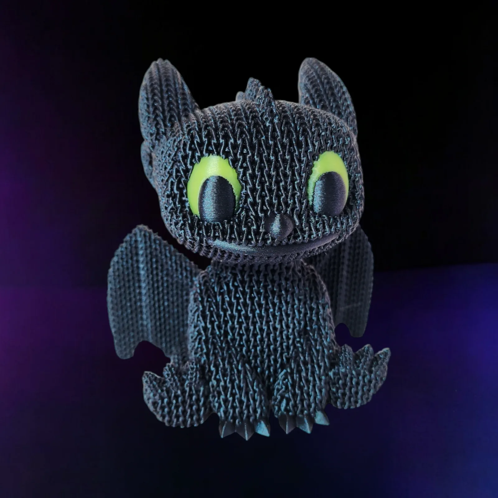 Crochet Appearance Black Dragon With Green Eyes