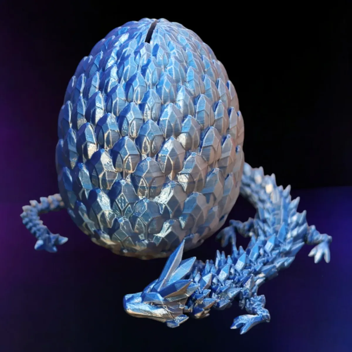 15 Blue Silver Crystal Dragon With Egg