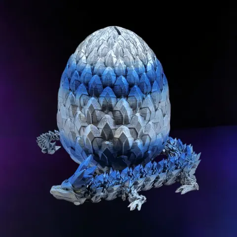 15 Silver Blue Gradient Crystal Dragon With Egg