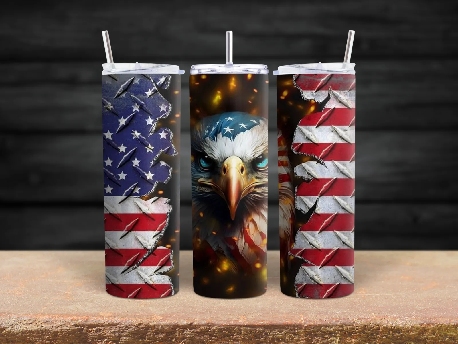 20 oz Eagle and flag