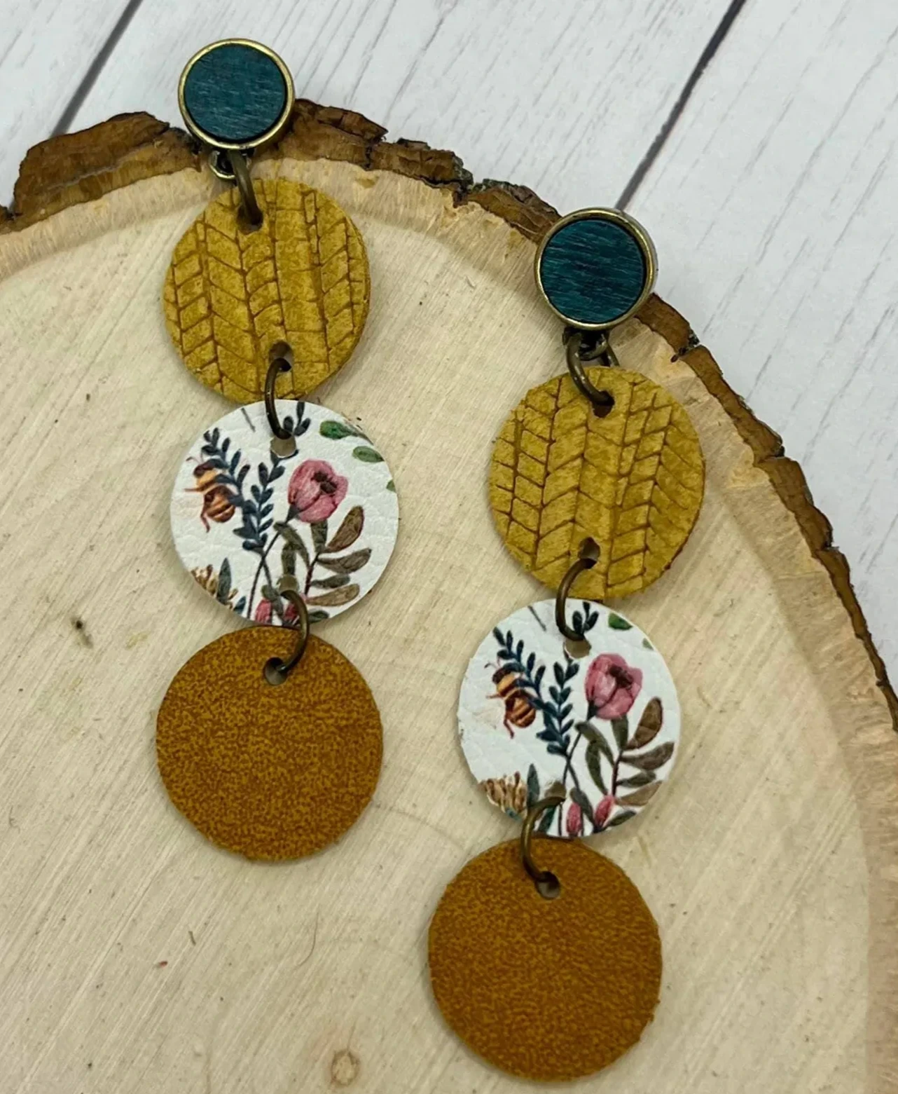 Dot Drop - Mustard, Cognac Brown, Floral Bee