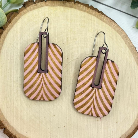 Blush Pink + Neutral Wooden Earrings