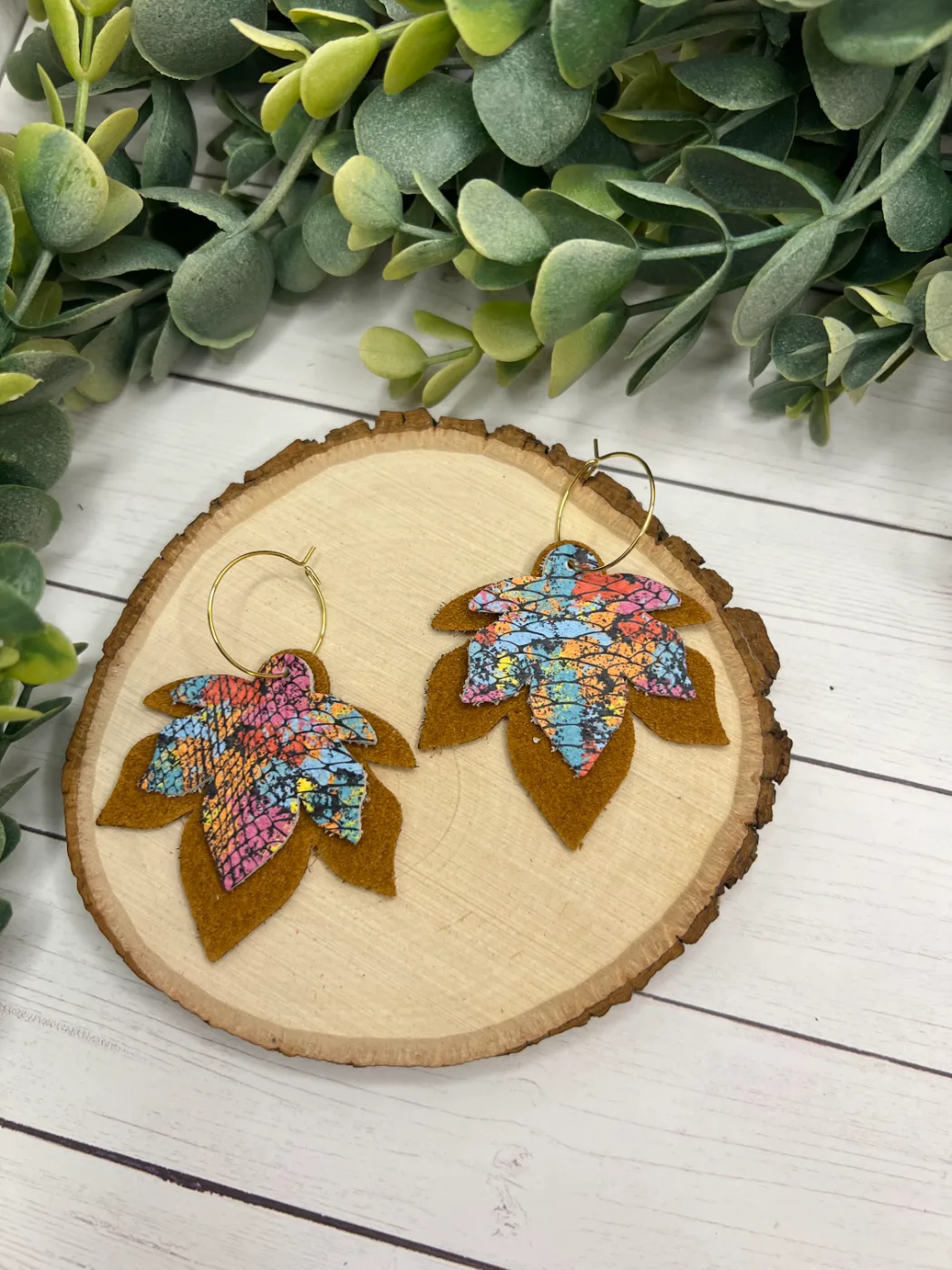 Vibrant Fall - Leather Earrings