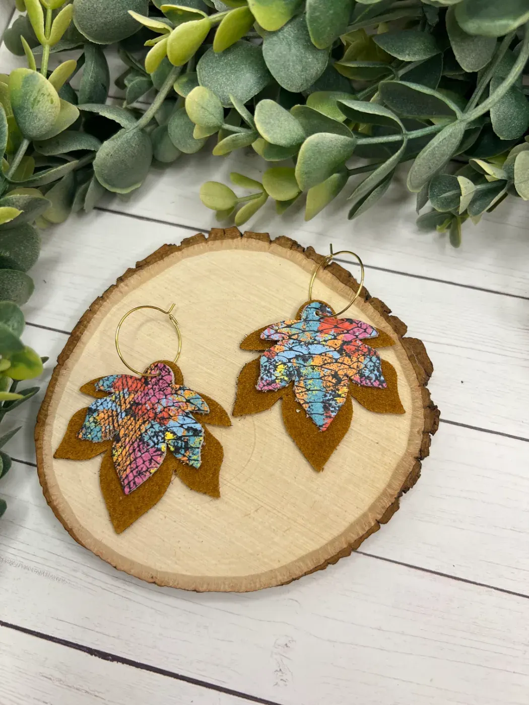 Vibrant Fall - Leather Earrings