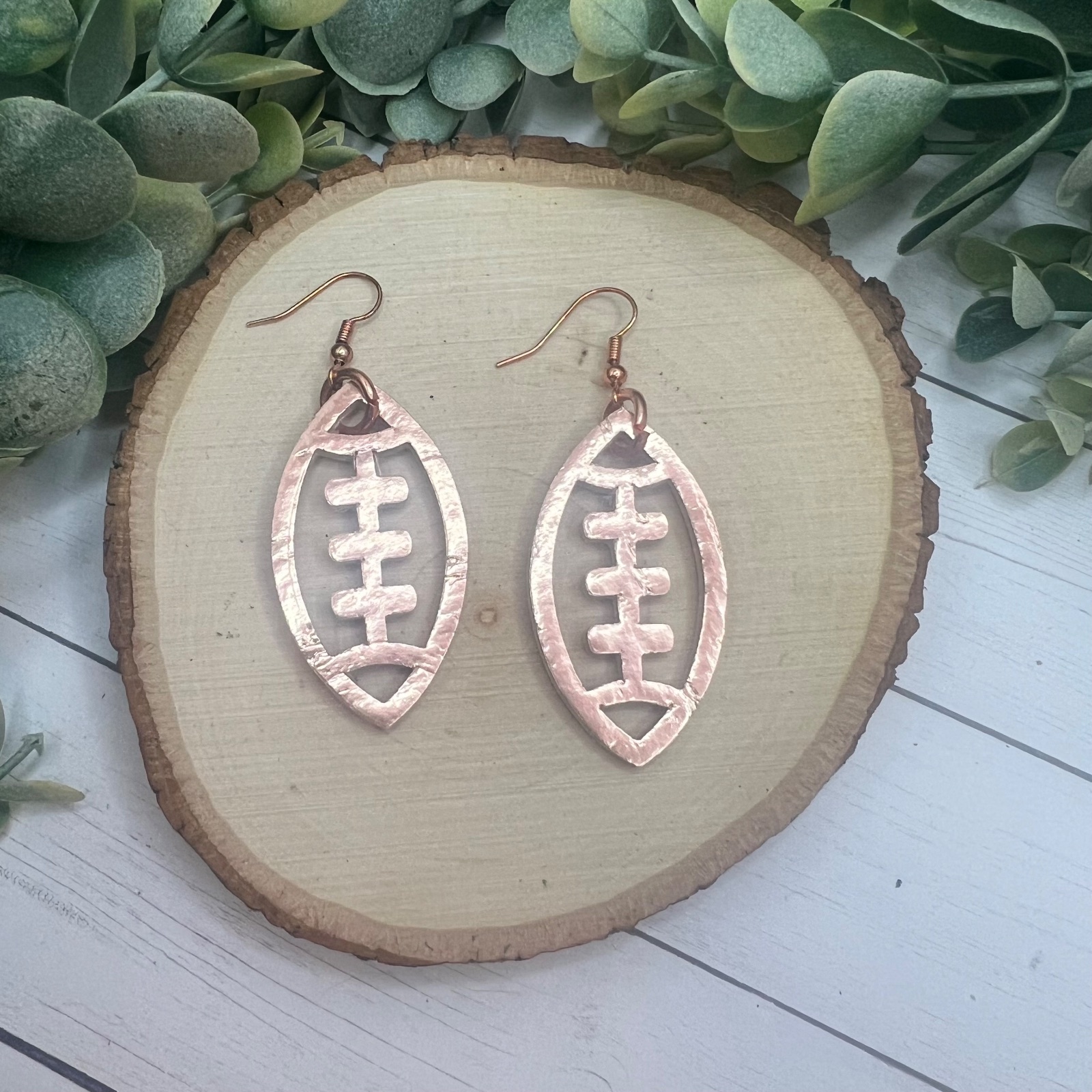 Rose Gold Football Earrings